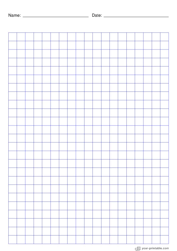 1 cm Gitterpapier blau mit Name und Datum - 10071867