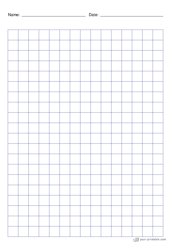 Papel cuadriculado azul de 1/2 pulgada con Nombre y Fecha - 10071875