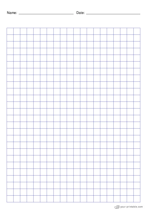Gitterpapier blau 3/8 Zoll mit Namen und Datum - 10071859