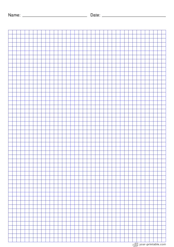 Papel cuadriculado azul 5mm con Nombre y Fecha - 10071907