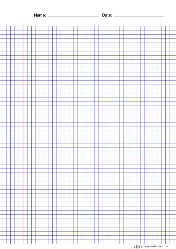 Gitterpapier blau mit Namen und Datum 5 mm mit Rand - 10071915 Gitterpapier blau mit Namen und Datum 5 mm mit Rand - 10071915