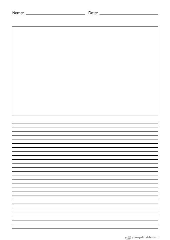 Lined Paper for first grade With Name and Date Black 10mm - 10070761