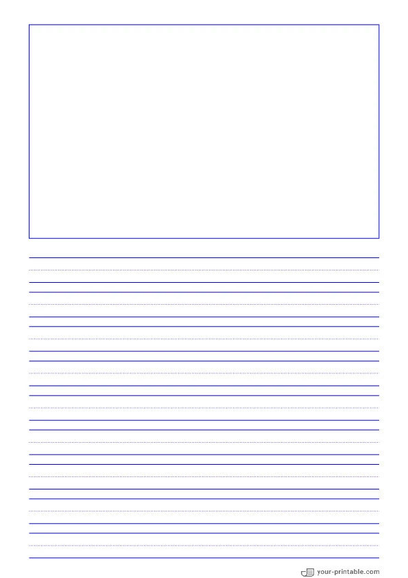 Lined Paper for Kindergarten Blue 12.7 mm With Picture Box - 10070720