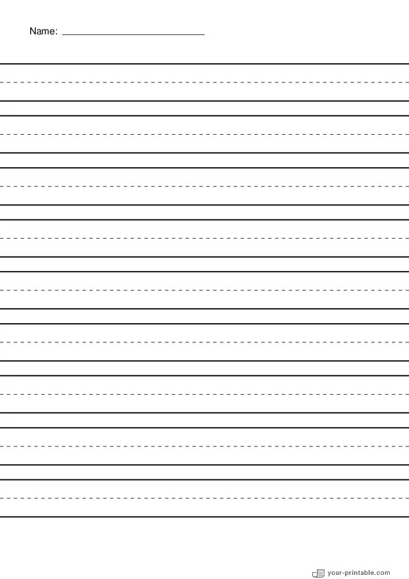 Lined Paper for Second Grade With Name and Dashed Line Black 3/4 inch - 10070789