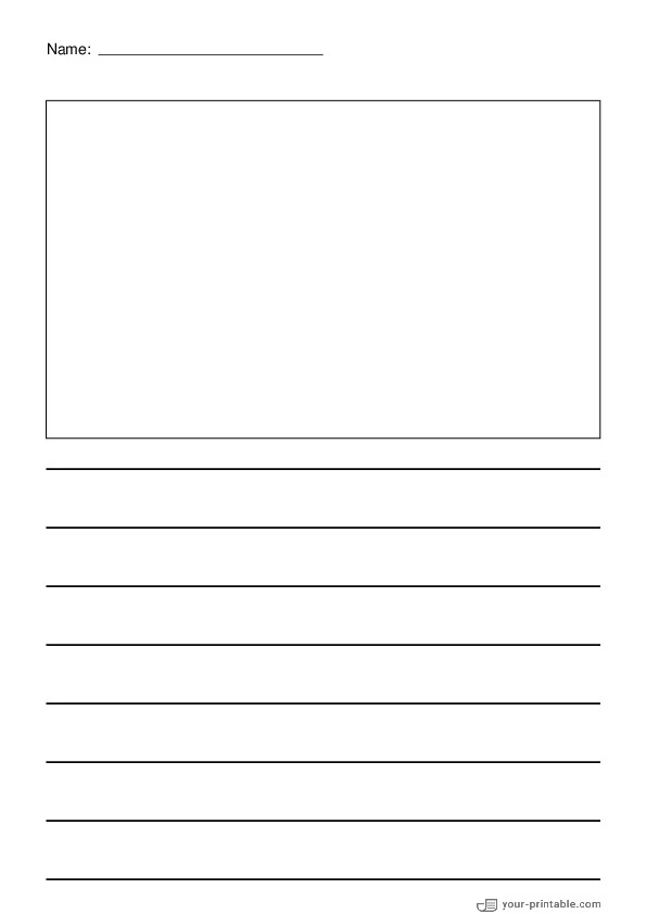 Lined Paper for Second Grade With Name Black 3\4 inch With Picture Box for kids - 10070807
