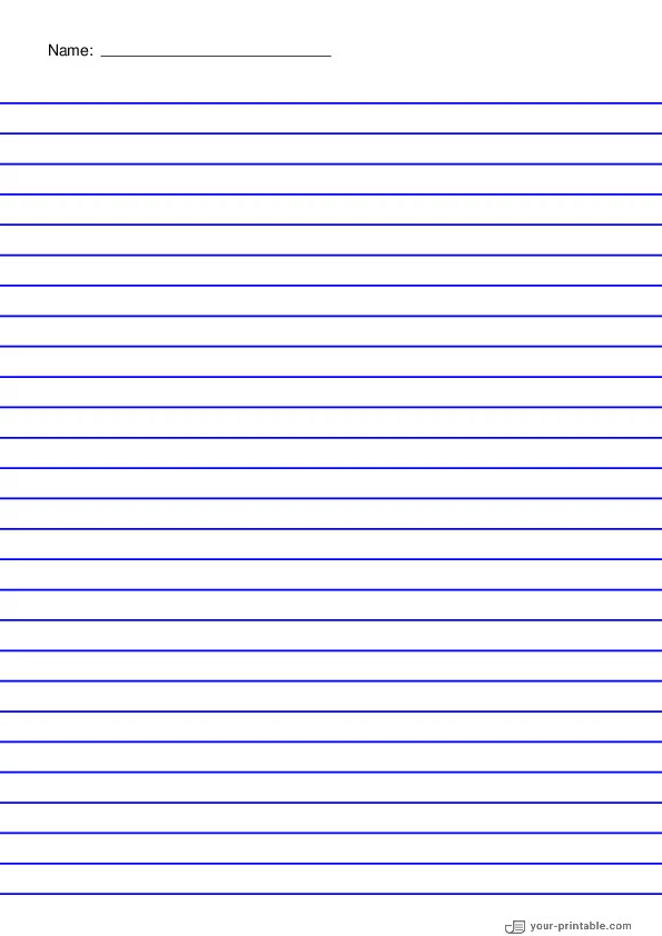 Lined Paper for Third Grade With Name Blue 3/8 inch for kids - 10070894