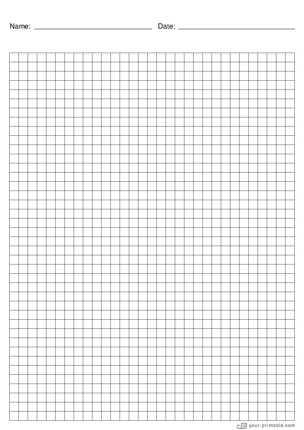 Math Gitterpapier Schwarz 1/4 Zoll mit Name und Datum - 10071890