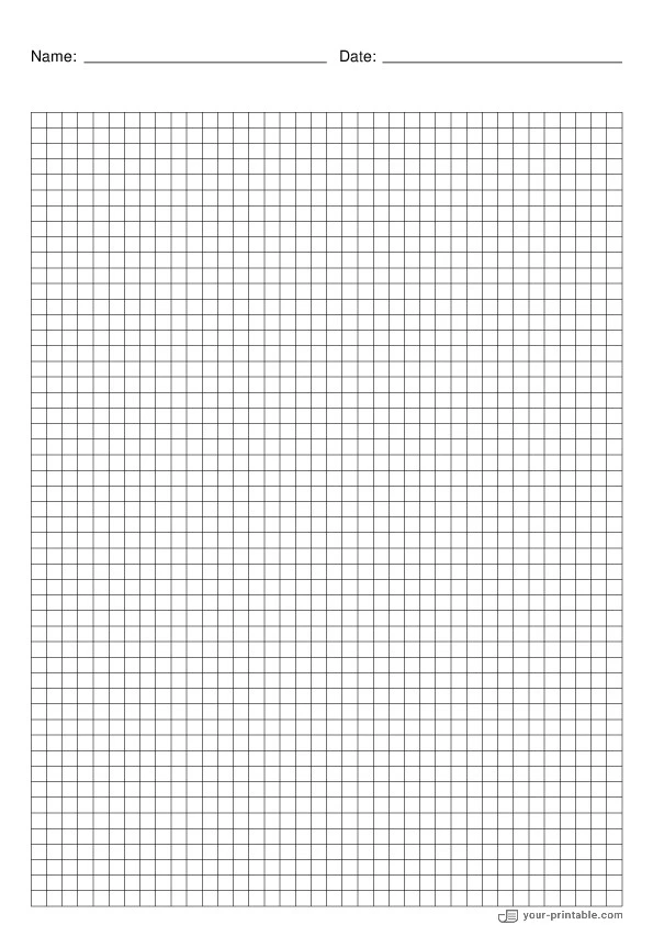 Papel cuadriculado de matemáticas negro 5mm con Nombre y Fecha - 10071906