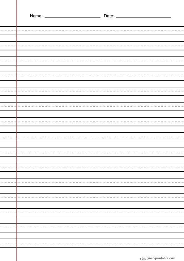 Vertical Lined Paper for 3rd Grade Black 3/8 inch With Dotted Line and Margin - 10070941