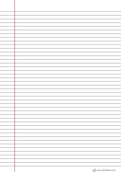 College Ruled Lined Paper Black 1/4 inch With Left Margin Template