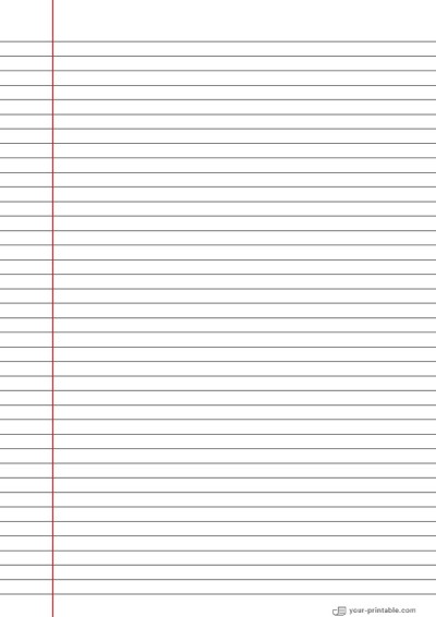 College Ruled Lined Paper Black 7mm With Left Margin Template
