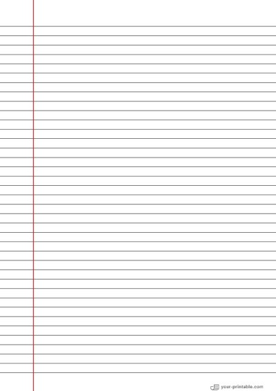 College Ruled Lined Paper Black 9/32 inch With Left Margin Template