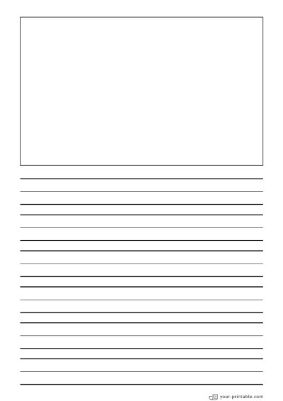Papel rayado para 2do grado Negro 3/4 pulgada con casilla de imagen Plantilla
