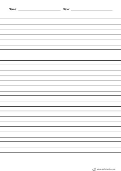 Linienpapier für die 2. Klasse mit Name und Datum Schwarz 3/4 Zoll Vorlage