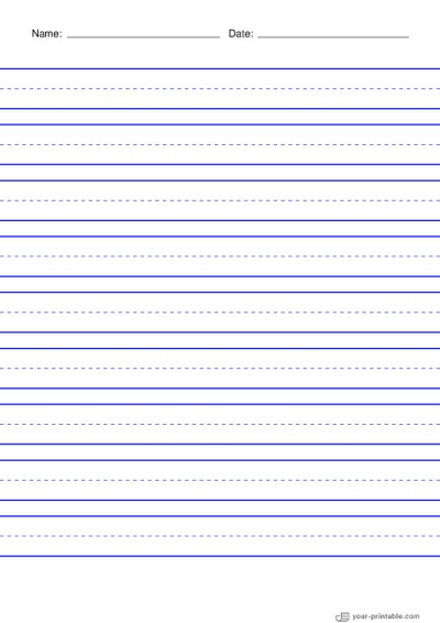Papel rayado para 2do grado con nombre y fecha Azul 3/4 de pulgada con línea punteada Plantilla Papel rayado para 2do grado con nombre y fecha Azul 3/4 de pulgada con línea punteada Plantilla