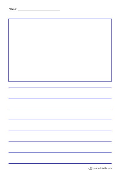 Papel rayado para 2º grado con nombre Azul 3/4 pulgada Con Caja de Imagen Plantilla Papel rayado para 2º grado con nombre Azul 3/4 pulgada Con Caja de Imagen Plantilla