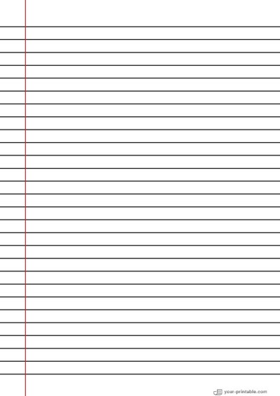 Lined Paper for 3rd Grade Black 3/8 inch With Margin for kids Template