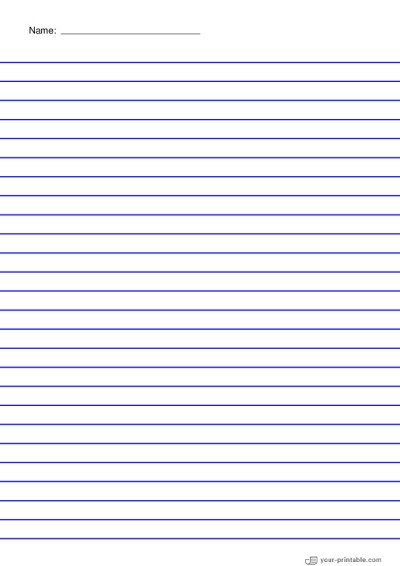 Papel rayado para primer grado con nombre azul 10mm con cuadro de imagen Plantilla