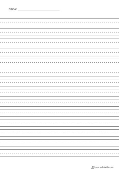 Lined Paper for Kindergarten Black 12.7 mm With Name and Dashed Midline Template Lined Paper for Kindergarten Black 12.7 mm With Name and Dashed Midline Template