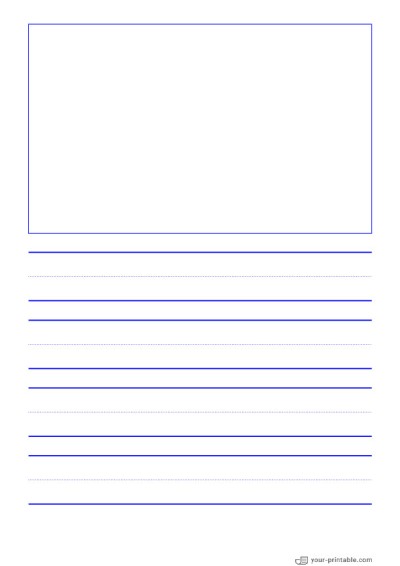 Lined Paper for Pre School Blue 1 inch With Dotted Line and Picture Box Template Lined Paper for Pre School Blue 1 inch With Dotted Line and Picture Box Template