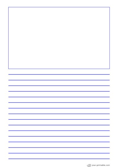 Lined Paper for Pre School Blue 10mm With Picture Box for kids Template