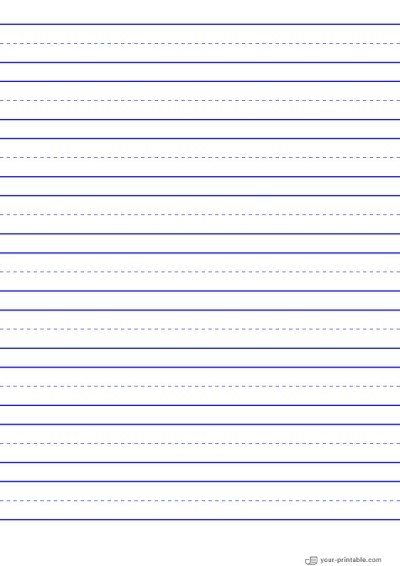 Lined Paper for Pre School Blue 20mm With Dashed Line Template