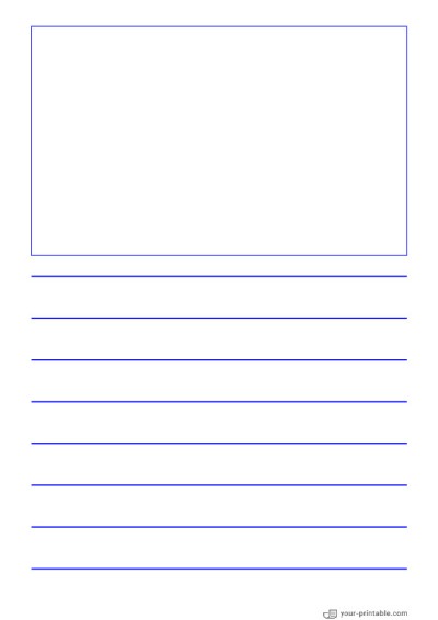 Papel rayado para preescolar azul 20mm con cuadro de imagen para niños Plantilla