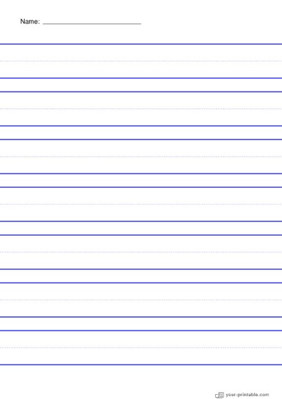 Lined Paper for Pre School With Name and Dotted Line Blue 1 inch Template