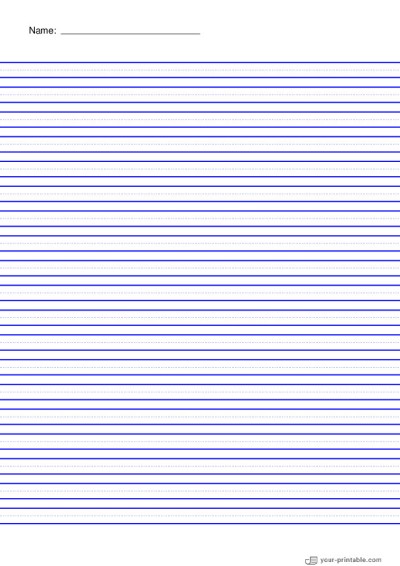 Lined Paper for Pre School With Name and Dotted Line Blue 8mm Template