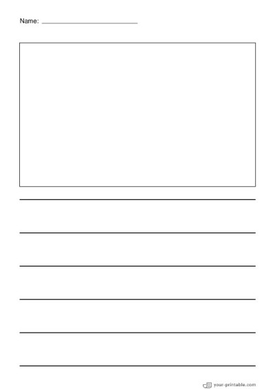 Lined Paper for Pre School With Name Black 1 inch With Picture Box for kids Template