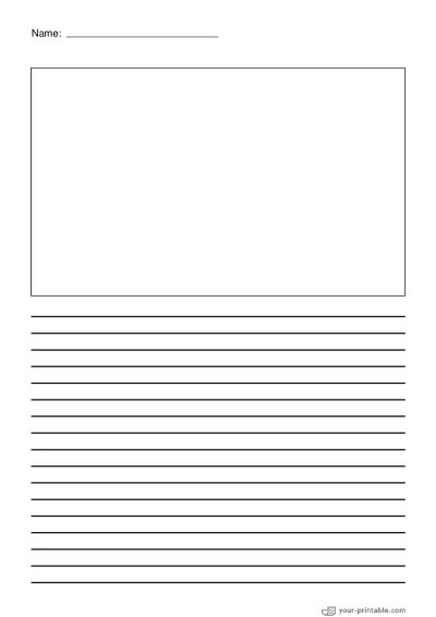 Lined Paper for Pre School With Name Black 8mm With Picture Box for kids Template