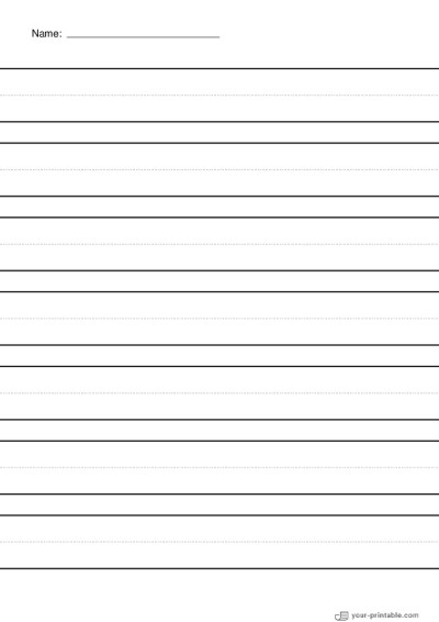 Lined Paper for Pre School With Name With Name and Dotted Line Black 1 inch Template