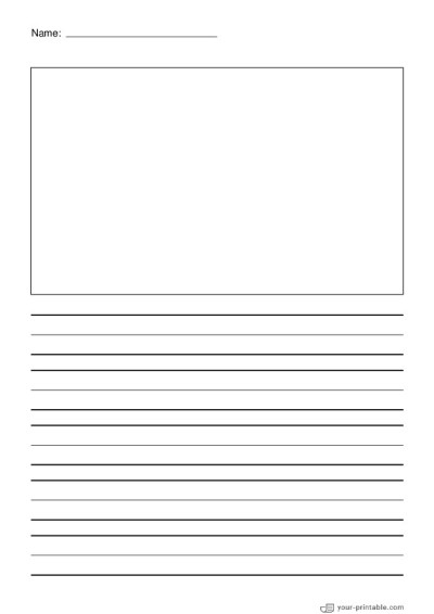 Papel rayado para segundo grado con nombre Negro 3/4 pulgada con cuadro de imagen Plantilla Papel rayado para segundo grado con nombre Negro 3/4 pulgada con cuadro de imagen Plantilla