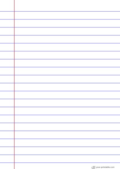 Lined Paper for Third Grade Blue 14 mm With Margin Template