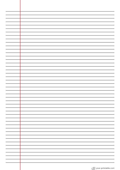 Narrow Ruled Notebook Paper Black 6 mm With Left Margin Template