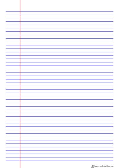 Narrow Ruled Notebook Paper Blue 6 mm With Left Margin Template