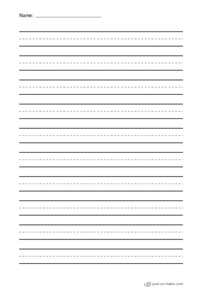 Primary Lined Paper Black 15 mm With Name Template