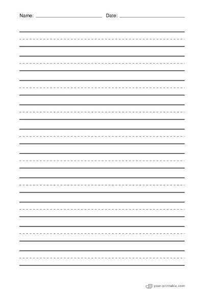 Primary Lined Paper Black 15 mm With Name and Date Template